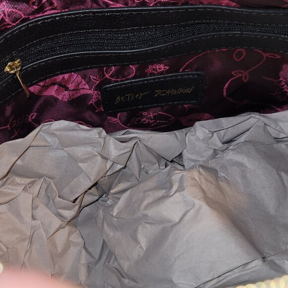 Betsey Johnson Black and White Stripe Satchel - Picture 6 of 14